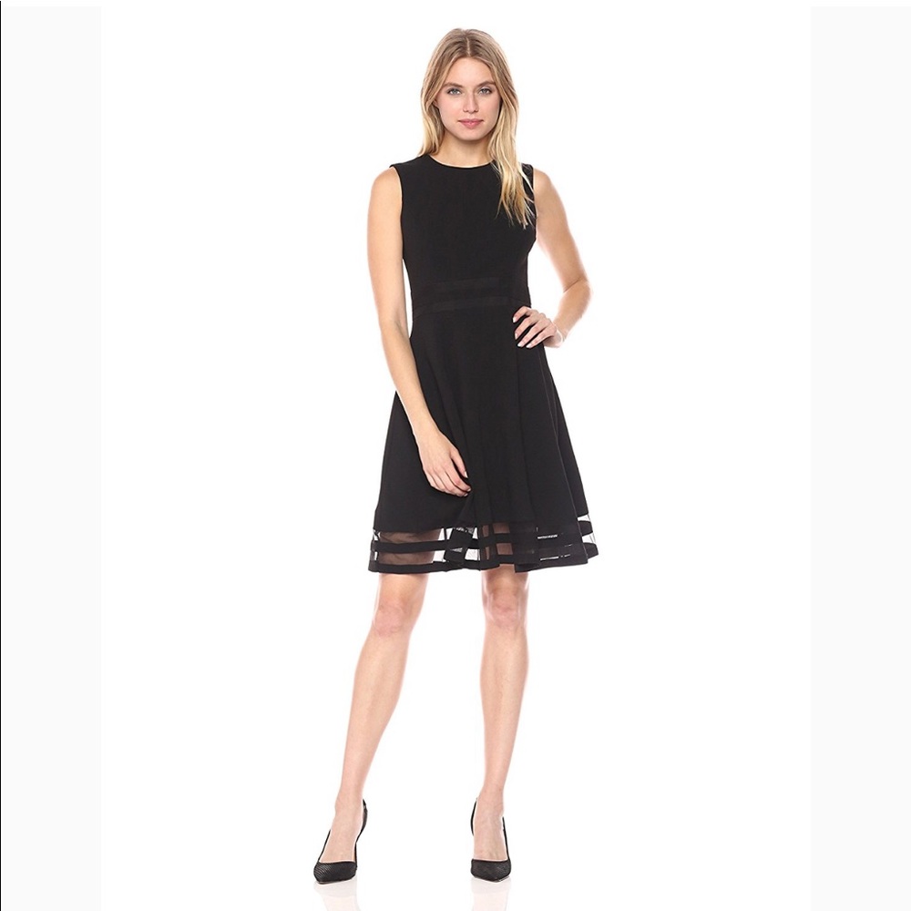 Calvin Klein Fit And Flare Dress in Black size 4